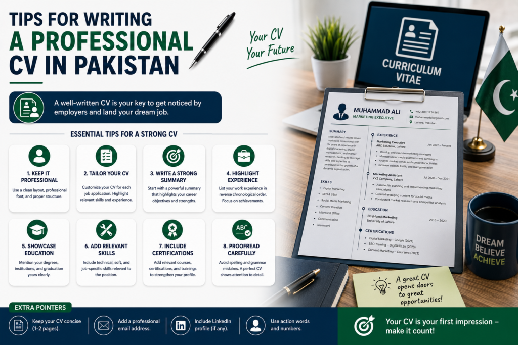 Tips for Writing a Professional CV in Pakistan