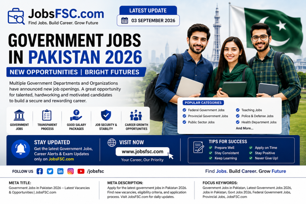 Latest Government Jobs in Pakistan – September 3, 2026